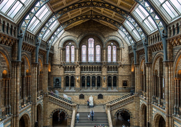 Interior of the Natural History Museum in London, England