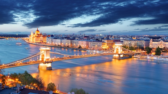 Budapest skyline at night